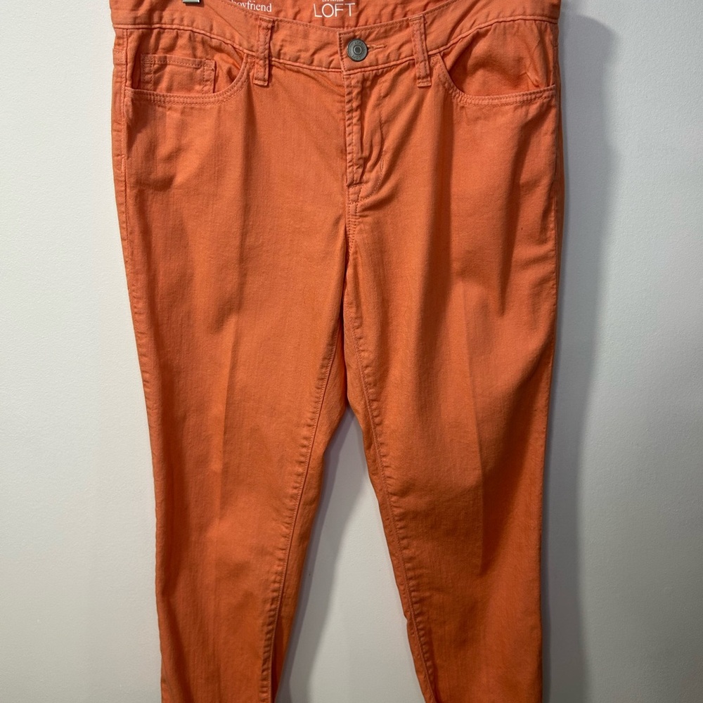 Ann Taylor LOFT Coral/Orange Boyfriend Jeans Relaxed Fit 8P